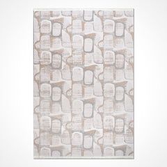 Bej Modern Akrilik Makine Halısı