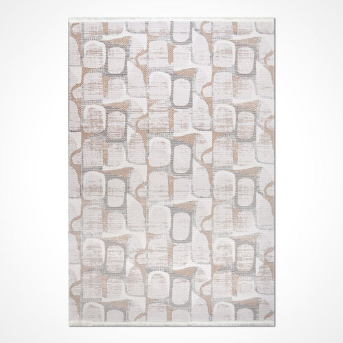 Bej Modern Akrilik Makine Halısı