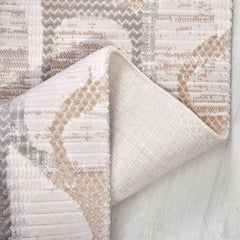 Bej Modern Akrilik Makine Halısı