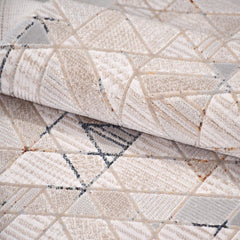 Bej Geometrik Akrilik Makine Halısı