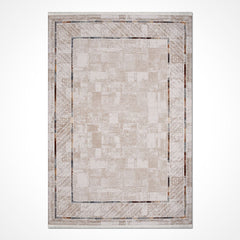 Bej Çerçeveli Akrilik Makine Halısı