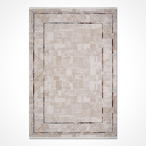 Bej Çerçeveli Akrilik Makine Halısı