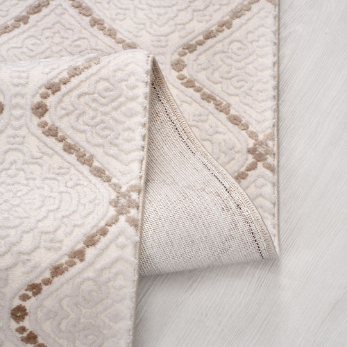 Bej Modern Akrilik Makine Halısı