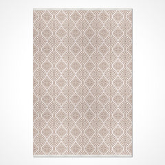 Bej Modern Akrilik Makine Halısı