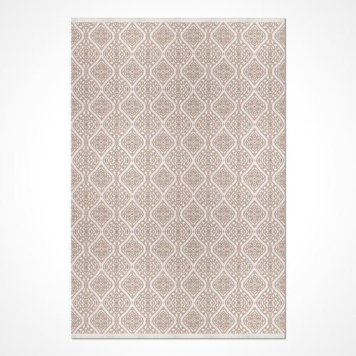 Bej Modern Akrilik Makine Halısı