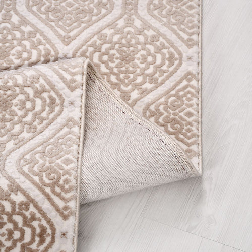 Bej Modern Akrilik Makine Halısı