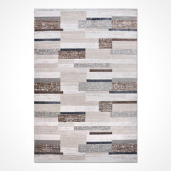 Bej Geometrik Akrilik Makine Halısı