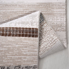 Bej Geometrik Akrilik Makine Halısı