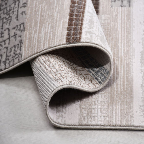 Bej Geometrik Akrilik Makine Halısı