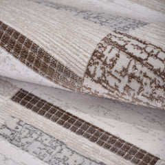 Bej Geometrik Akrilik Makine Halısı