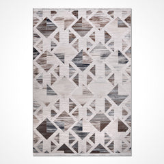 Bej Geometrik Akrilik Makine Halısı