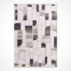 Gri Geometrik Akrilik Makine Halısı