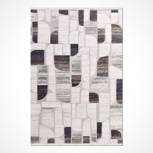 Gri Geometrik Akrilik Makine Halısı