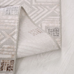 Bej Geometrik Akrilik Makine Halısı