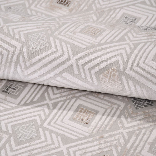 Bej Geometrik Akrilik Makine Halısı