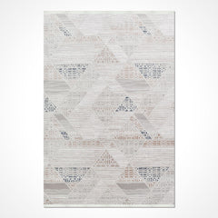 Bej Geometrik Akrilik Makine Halısı