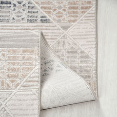 Bej Geometrik Akrilik Makine Halısı