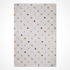 Krem Geometrik Akrilik Makine Halısı