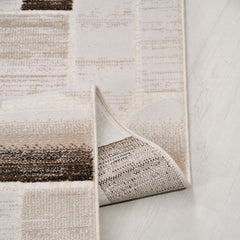 Bej Geometrik Akrilik Makine Halısı