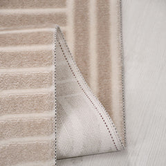 Bej Geometrik Akrilik Makine Halısı