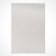 Krem Geometrik Akrilik Makine Halısı