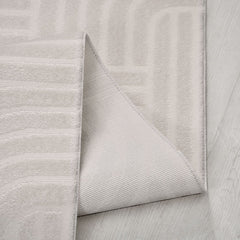 Krem Geometrik Akrilik Makine Halısı