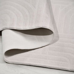 Krem Geometrik Akrilik Makine Halısı