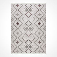 Kahverengi Geometrik Akrilik Makine Halısı