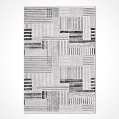 Gri Geometrik Akrilik Makine Halısı