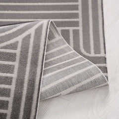 Gri Geometrik Akrilik Makine Halısı