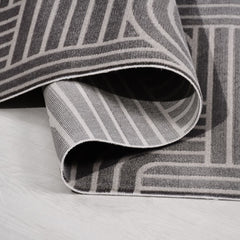 Gri Geometrik Akrilik Makine Halısı