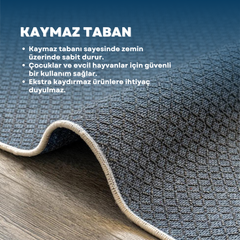 Geometrik Desenli Kaymaz Tabanlı Yıkanabilir Dijital Baskılı Alan Halısı