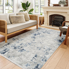 Miriam Gri Mavi Modern Triko Akrilik Makine Halısı