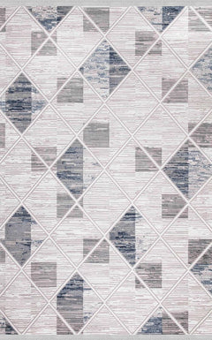 Mina Abnormal Geometrik Akrilik Makine Halısı 100x150 Saçaklı