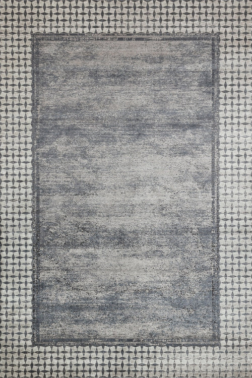 Gri Çerçeveli Modern Etnik Desenli Halı  | Makinada Yıkanabilir | Hav Toz Vermez | Leke Tutmayan | Kaymaz Taban | Dijital Makine Baskı | Salon Yolluk Mutfak Halısı