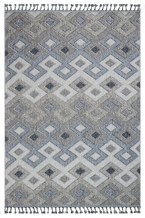 Aleah Gri Geometrik Polyester Makine Halısı