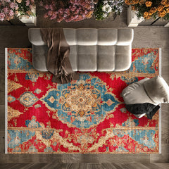 Göbekli Pamuklu Antialerjik Yıkanabilir Dijital Baskılı Alan Halısı