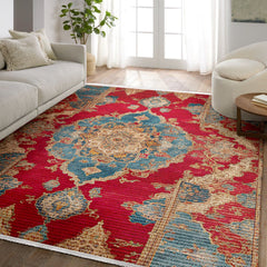 Göbekli Pamuklu Antialerjik Yıkanabilir Dijital Baskılı Alan Halısı