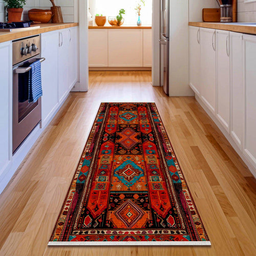 Klasik Pamuklu Kaymaz Tabanlı Yıkanabilir Dijital Baskılı Alan Halısı