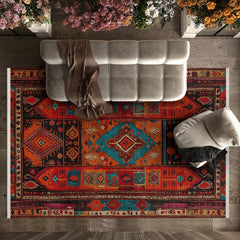 Klasik Pamuklu Kaymaz Tabanlı Yıkanabilir Dijital Baskılı Alan Halısı