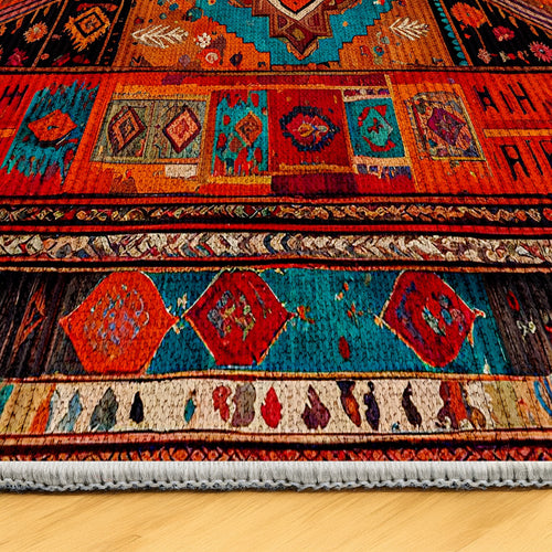 Klasik Pamuklu Kaymaz Tabanlı Yıkanabilir Dijital Baskılı Alan Halısı