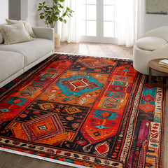 Klasik Pamuklu Kaymaz Tabanlı Yıkanabilir Dijital Baskılı Alan Halısı