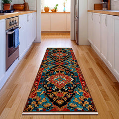 Göbekli Yıkanabilir Pamuklu Antialerjik Dijital Baskılı Alan Halısı