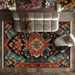 Göbekli Yıkanabilir Pamuklu Antialerjik Dijital Baskılı Alan Halısı