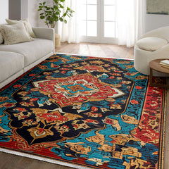 Göbekli Yıkanabilir Pamuklu Antialerjik Dijital Baskılı Alan Halısı