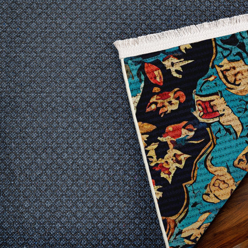 Göbekli Yıkanabilir Pamuklu Antialerjik Dijital Baskılı Alan Halısı