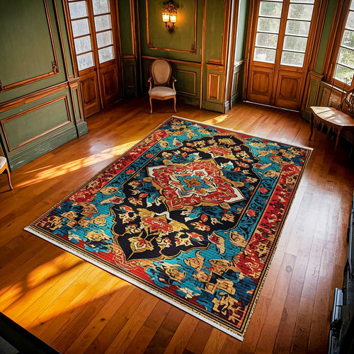 Göbekli Yıkanabilir Pamuklu Antialerjik Dijital Baskılı Alan Halısı