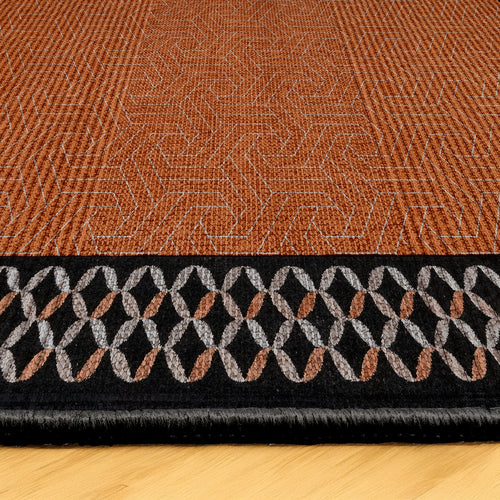 Geometrik Desenli Kaymaz Tabanlı Yıkanabilir Dijital Baskılı Alan Halısı