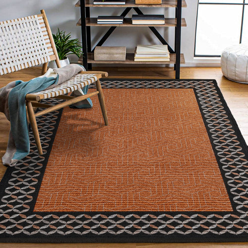 Geometrik Desenli Kaymaz Tabanlı Yıkanabilir Dijital Baskılı Alan Halısı