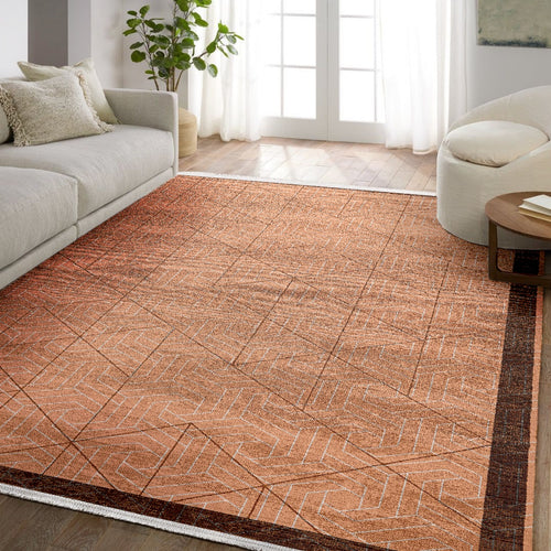 Geometrik Pamuklu Antialerjik Dijital Baskılı Alan Halısı